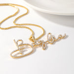 Qitian Custom Crystal Diamond Name Necklace 18k Gold-Plated Stainless Steel jewelry Personalized Zirconia Name Pendant For Women