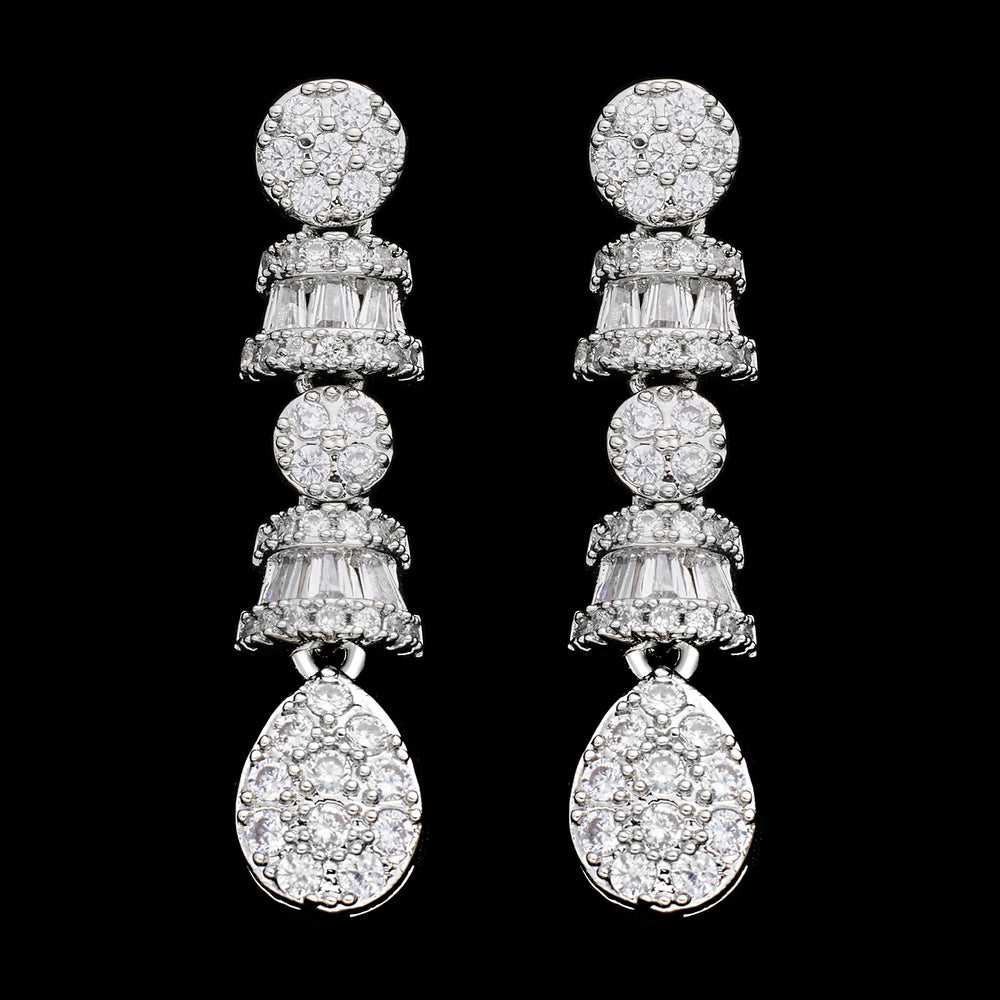 Famous Brand 4 Piece Bridal Zirconia Complete Jewelry Set for Women Party, Banquet Cubic Zirconia Crystal Wedding Jewelry Set