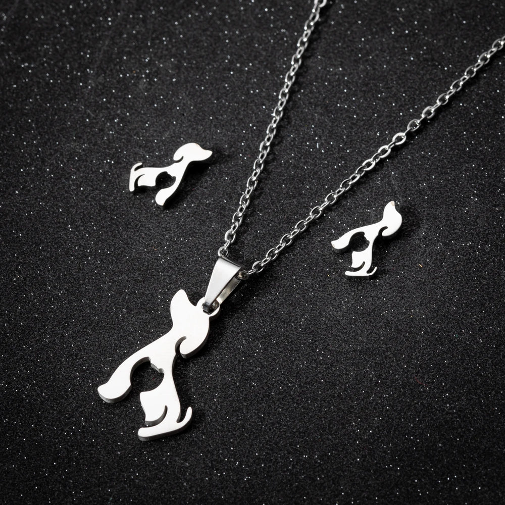 Stainless Steel Jewelry Sets For Women Necklace And Earing Anime Cute Cartoon Bow Mouse Chain Necklace Choker Desinger Charms
