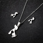 Stainless Steel Jewelry Sets For Women Necklace And Earing Anime Cute Cartoon Bow Mouse Chain Necklace Choker Desinger Charms