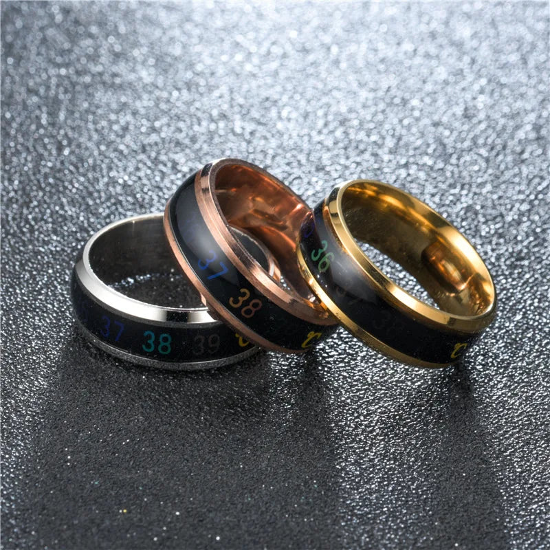 Smart Sensor Body Temperature Measuring Wedding Couple Ring Stainless Steel Waterproof Function Joint Ring Jewelry Gift Anillo