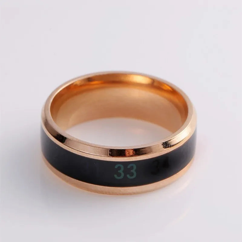 Smart Sensor Body Temperature Measuring Wedding Couple Ring Stainless Steel Waterproof Function Joint Ring Jewelry Gift Anillo