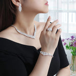2025 Fashion Minimalist 4-piece Cubic Zirconia Bridal Wedding Jewelry Set Saudi Nigeria Women's Romantic Wedding Dress