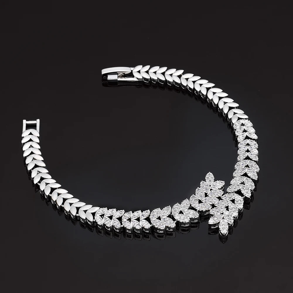 2024 New Wedding Jewelry Set for Women Saudi Arabia 4 Pieces Zirconia Bridal Jewellery Collection Necklace Set