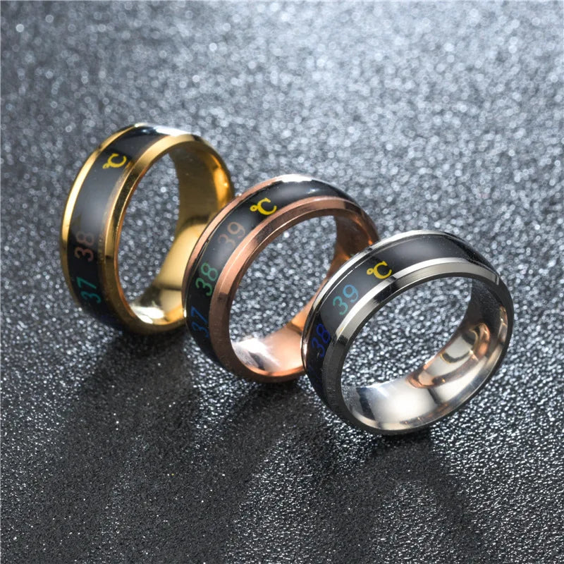 Smart Sensor Body Temperature Measuring Wedding Couple Ring Stainless Steel Waterproof Function Joint Ring Jewelry Gift Anillo