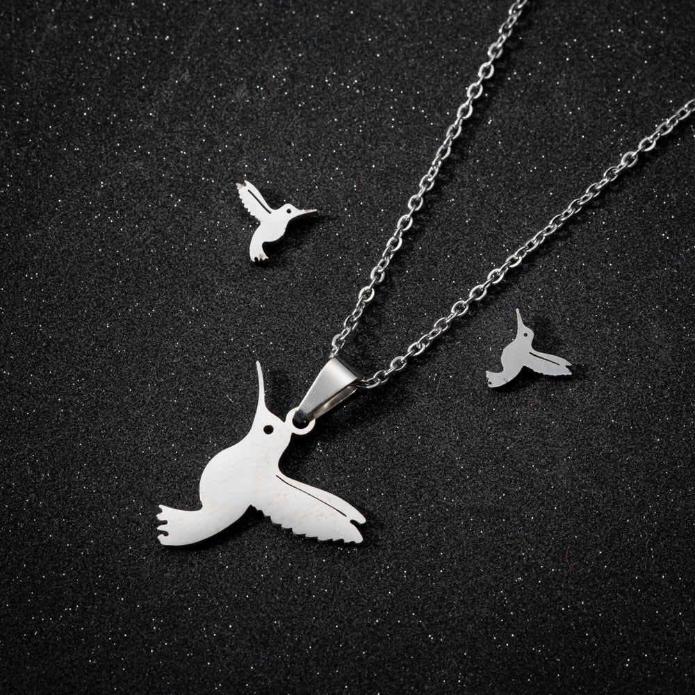 Stainless Steel Jewelry Sets For Women Necklace And Earing Anime Cute Cartoon Bow Mouse Chain Necklace Choker Desinger Charms