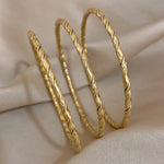 3pcs Gold Color Twist Stainless Steel Bangle Bracelet Chic Classic Tibetan Buddha Bracelet Golden Stacked Bangles For Women