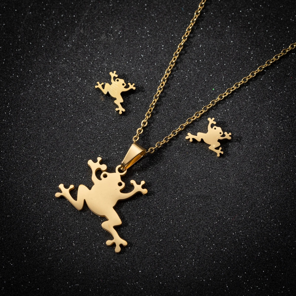 Stainless Steel Jewelry Sets For Women Necklace And Earing Anime Cute Cartoon Bow Mouse Chain Necklace Choker Desinger Charms