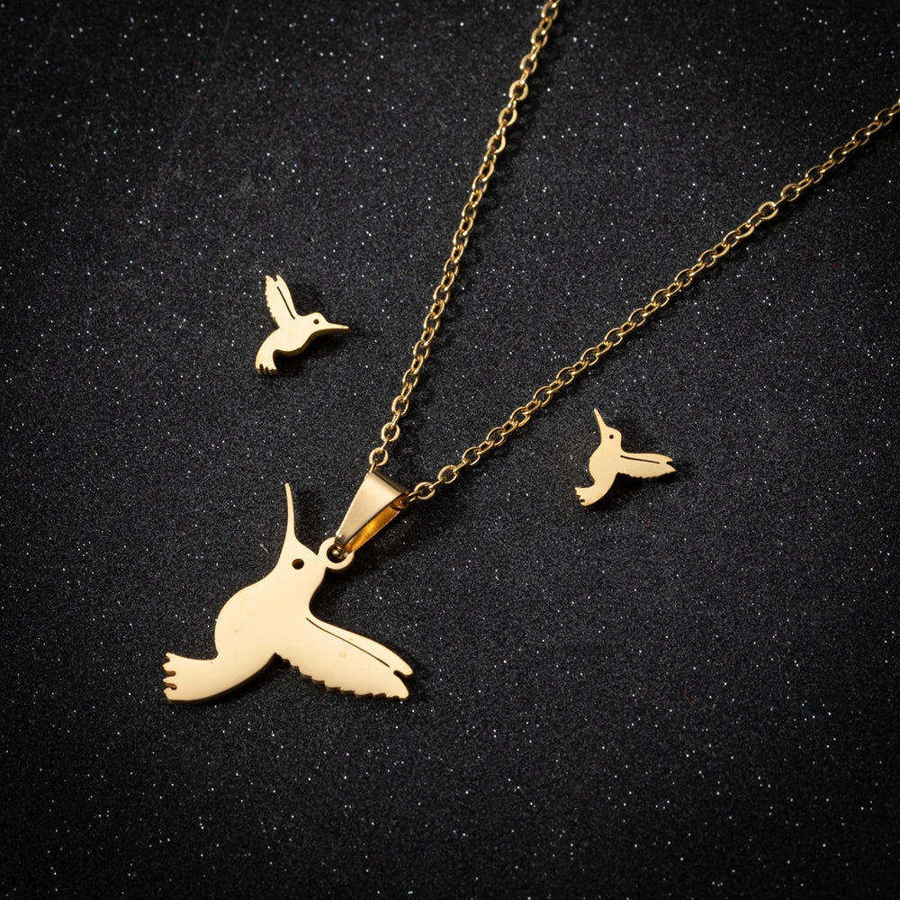 Stainless Steel Jewelry Sets For Women Necklace And Earing Anime Cute Cartoon Bow Mouse Chain Necklace Choker Desinger Charms