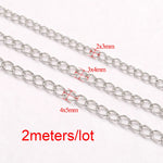 2 meters Stainless Steel Extension Chain 2/3/4mm Gold Necklace Chains for Bracelet DIY Chain Accessories Jewelry Making Crafts