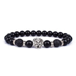 Obsidian Lion Head Charm Bracelet