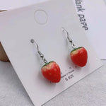 Fashion  Simple  Acrylic Strawberry   Pendant Earrings Quality Drop Earrings for Girls Women Gift Lovely Jewelry