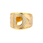 Chunky Wide Zircon Initial Letter Rings For Women Stainless Steel Opening Finger Ring Hip Hop Minimalist Jewelry Gift Femme