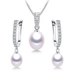 Dainashi 4 Colors New Arrival Women Hot Sale 925 Sterling Silver Natural Freshwater Pearl Pendant&Earrings Jewelry Set，8-9mm