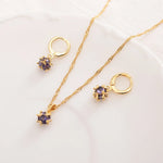 Gold Color Jewelry Sets for Women 18K Plating Earrings and Pendant with Necklace Fashion Party Jewelry