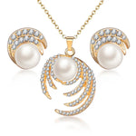 Simulated Pearl Jewelry Sets For Women Shinning Crystal Necklace Earrings Set Wedding Graceful Jewellery Sets