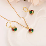 Gold Color Jewelry Sets for Women 18K Plating Earrings and Pendant with Necklace Fashion Party Jewelry