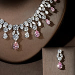 Luxury Wedding Jewelry Nigerian Design Cubic Zirconia Large Bridal Choker Necklace Earrings Sets For Women bijoux N-1454