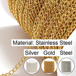 2 meters Stainless Steel Extension Chain 2/3/4mm Gold Necklace Chains for Bracelet DIY Chain Accessories Jewelry Making Crafts