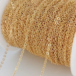 2 Meter width:1.5MM 2MM 24K Champagne Gold Color Brass Flat Oval Chains Necklace Chains High Quality Jewelry Accessories