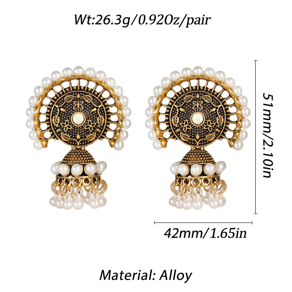 Bohemia Indian Jewelry Sets Bollywood Bridal Gold Color Earrings Ring Pearl Wedding Sieraden Women Fashion Jewellery Set
