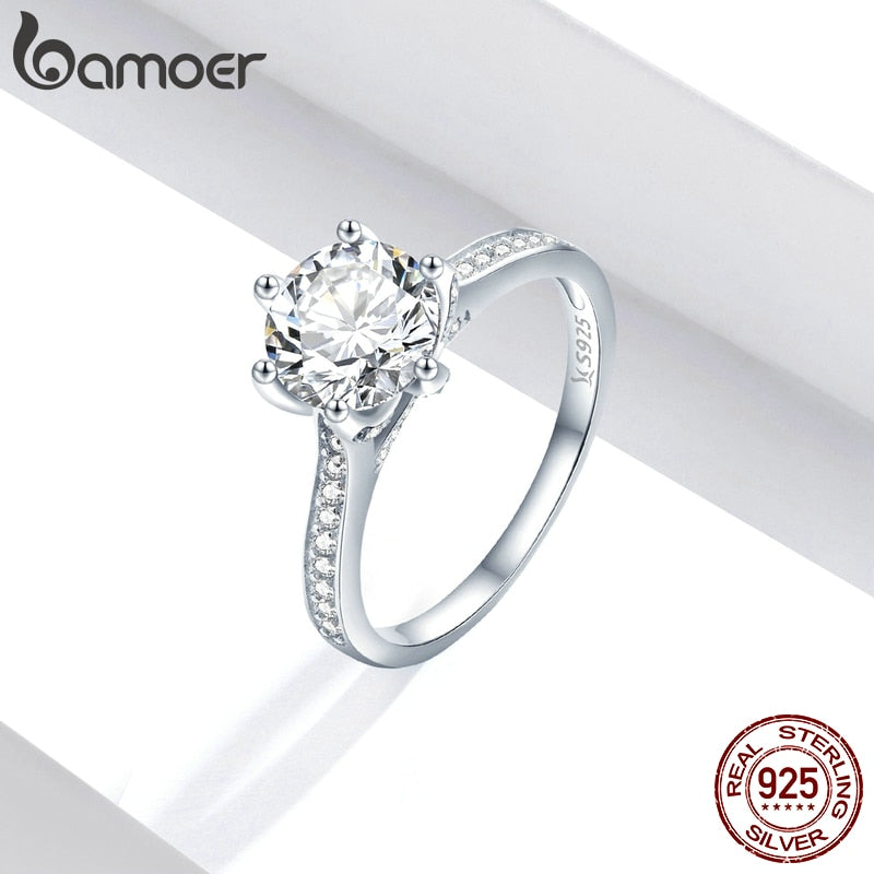 925 Sterling Silver Round Cut Engagement Ring