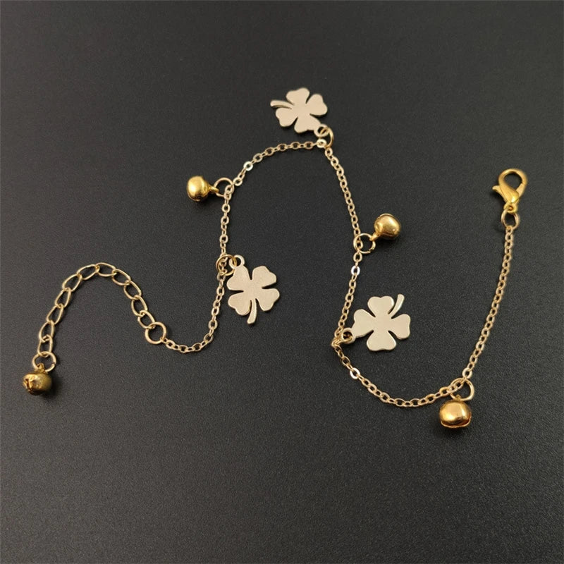 Flowers And Bell Anklets for Women Charm Leg Bracelet Fashion Jewelry for Female Ankle Bracelet Cheville Femme
