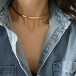 Punk Clavicle Flat Blade Snake Link Choker Necklace Gold Silver Color Stainless Steel Neck Chains For Women Jewelry Chocker 2024