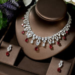 Luxury Wedding Jewelry Nigerian Design Cubic Zirconia Large Bridal Choker Necklace Earrings Sets For Women bijoux N-1454