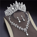 Baroque Crystal Water Drop Bridal Jewelry Sets Rhinestone Tiaras Crown Necklace Earrings for Bride Wedding Dubai Jewelry Set