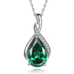 Fashion Girls Pendant Necklace with Bright Green Crystal Stone Wedding Anniversary Statement Jewelry for Women