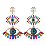 Fashion-forward and flashy, these Geometric Rhinestone Evil Eye Statement Earrings offer beauty and style. Perfect for any look, these stunning earrings are crafted for women, making sure you dazzle wherever you go!