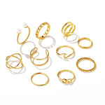 10pcs Punk Gold Color Chain Rings Set For Women Girls Fashion Irregular Finger Thin Rings Gift 2024 Female Knuckle Jewelry Party