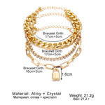 Experience high-quality beauty with our Punk Heavy Metal Crystal Lock Pendant Bracelet Set! Crafted with durable metal and zinc alloy, this eye-catching bracelet is sure to draw attention. It's perfect for the modern woman who loves unique fashion. Enjoy the link chain and special lock pendant for a look that's both timeless and cutting-edge.