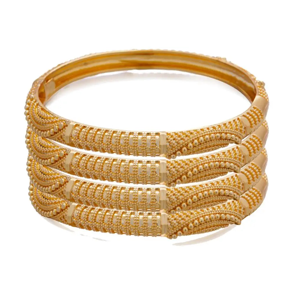 4Pcs/lot 24K Dubai Gold Color Bracelet Bangles For women Wife African Bridal Wedding Gifts Party Africa Bracelet Jewelry