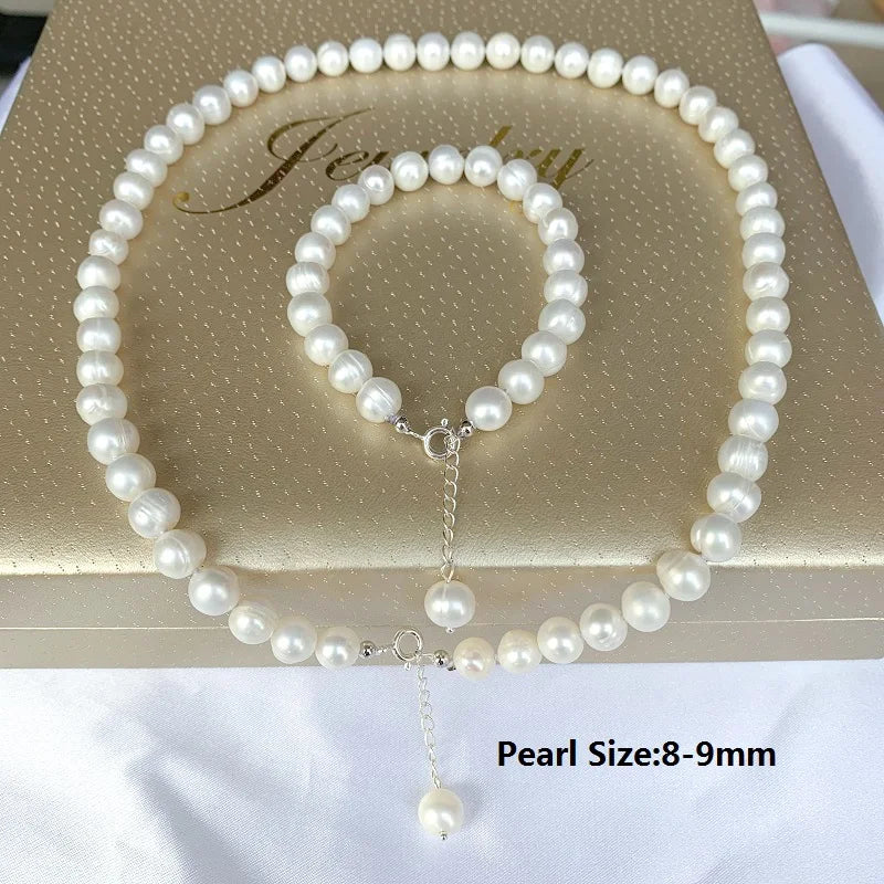 An exquisite collection of natural freshwater pearl jewelry sets made from 100% S925 silver. These sets include stunning pearl bracelets and necklaces, perfect for women who appreciate fashion and elegance. Whether it's for a wedding or anniversary, these jewelry sets make for a thoughtful and timeless gift.