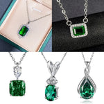 Fashion Girls Pendant Necklace with Bright Green Crystal Stone Wedding Anniversary Statement Jewelry for Women