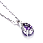 925 Sterling Silver Waterdrop Amethyst Pendant Necklace