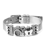Silver Color Stainless Steel Mesh Watch Belt Bracelets For Women Men Couple Rose Gold Plated Lover Heart Charm Bracelet Bangle