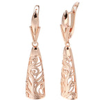 Kinel Hot Hollow Flower Dangle Earrings for Women Trendy 585 Rose Gold Color Ethnic Long Big Earrings Vintage Wedding Jewelry