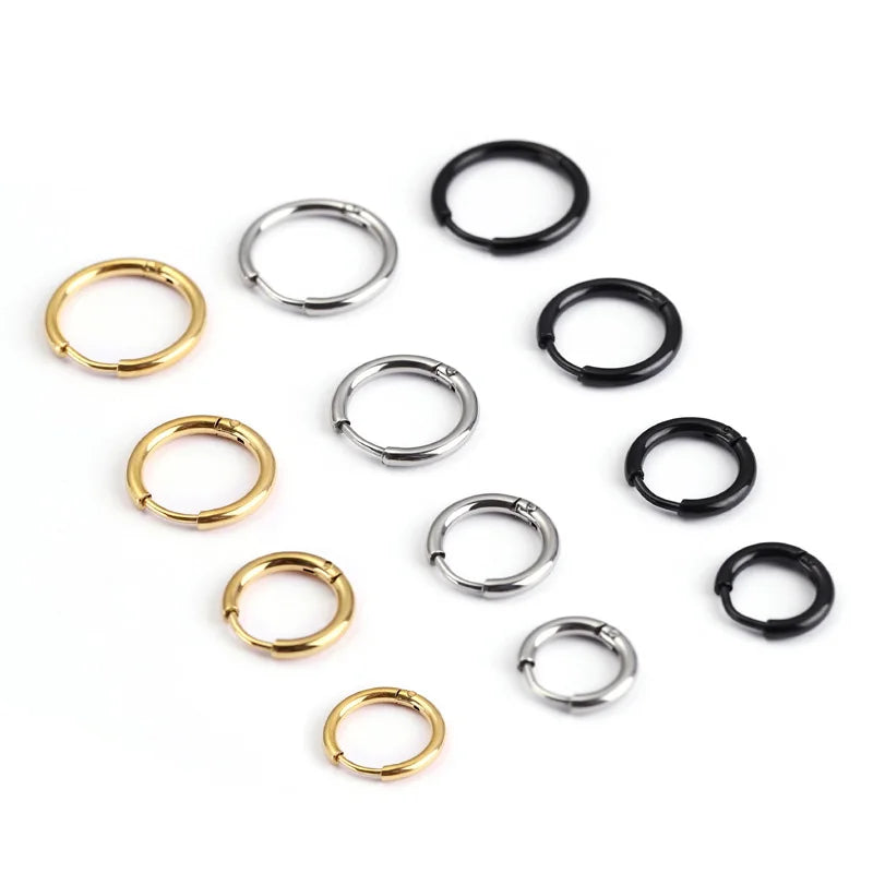 Women/Man Stainless Steel Small Hoops Earring Piercing Ear Cartilage Tragus Simple Thin Circle Anti-allergic Ear Buckle