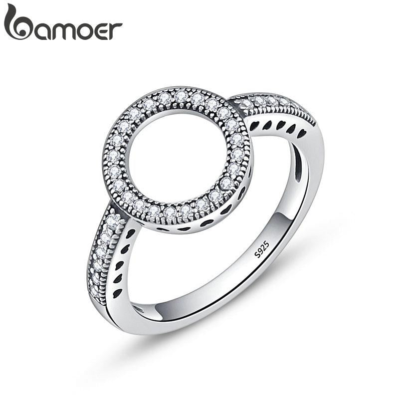 Genuine 925 Sterling Silver CZ Circle Ring