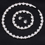 Wedding Bridal Jewelry Set String of Pearls Prom Silver Color Crystal Bracelet Necklace Earrings for Women jewellery sets