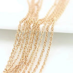 2 Meter width:1.5MM 2MM 24K Champagne Gold Color Brass Flat Oval Chains Necklace Chains High Quality Jewelry Accessories