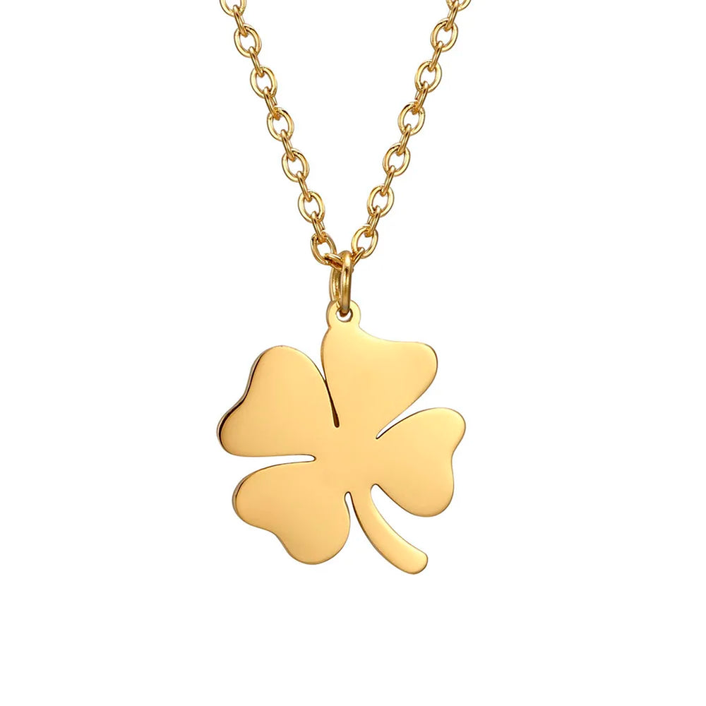 2025 Lucky Clover Pendant Necklace Stainless Steel Gold Color Double Layer Chain Necklaces for Women Girls Jewelry Gift