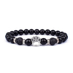 Obsidian Lion Head Charm Bracelet