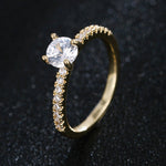 Circle Design Cute Gold Ring With Four Claws