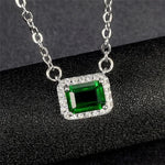 Fashion Girls Pendant Necklace with Bright Green Crystal Stone Wedding Anniversary Statement Jewelry for Women