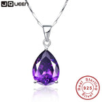 925 Sterling Silver Waterdrop Amethyst Pendant Necklace