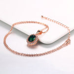 Elegant Created Rose Gold Color Green Crystal Pendant Necklace